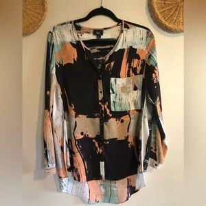 Mossimo Abstract Button Up Blouse